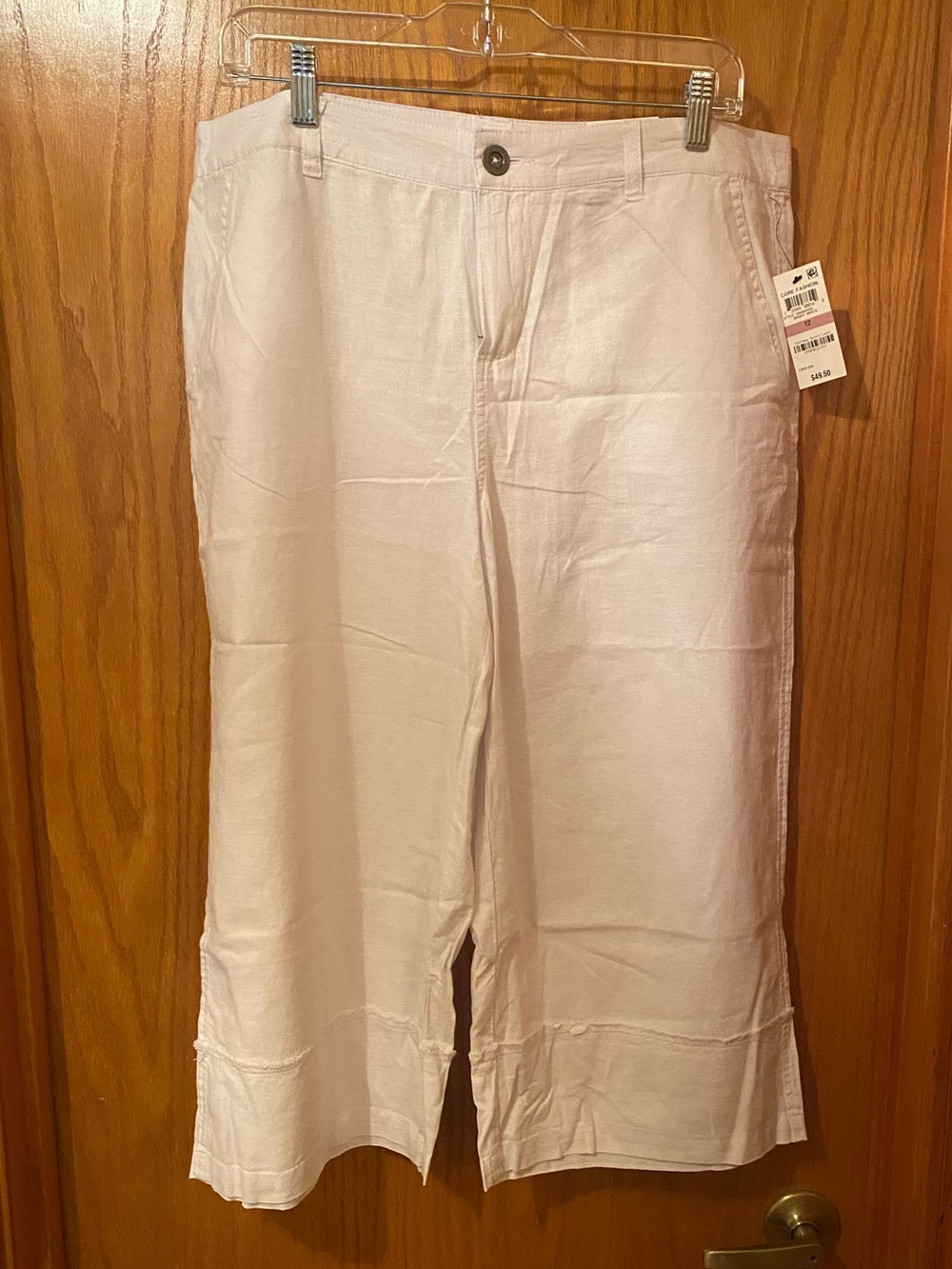 NWT Style & Co. White Linen-Blend Crop Pants